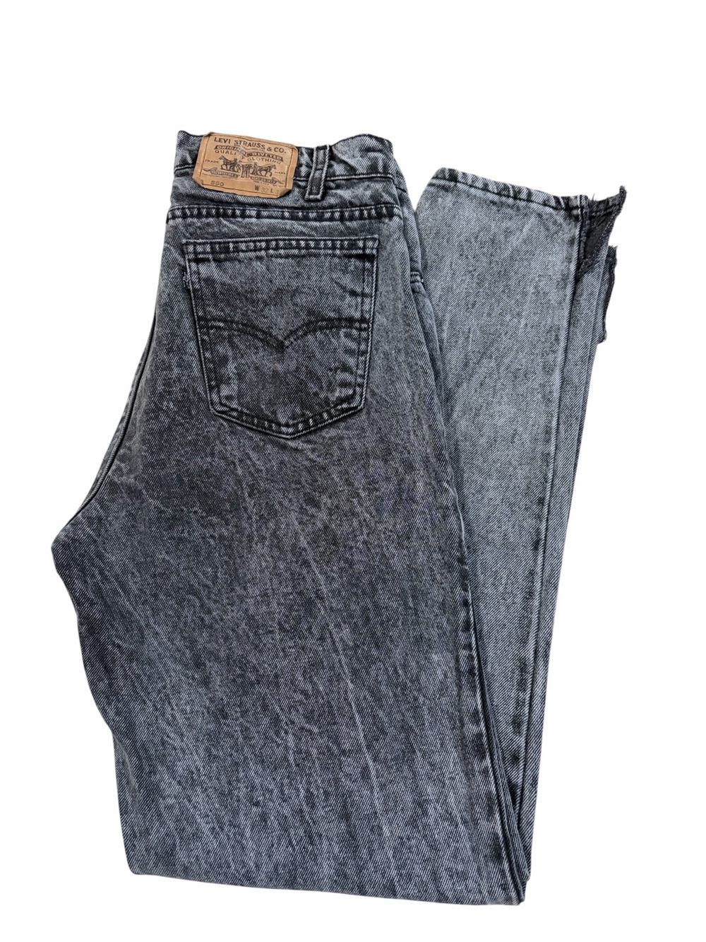 VTG 80s Levis 550 Black Tab Acid Wash Black Jeans Men’s 32x32 Tapered USA Made